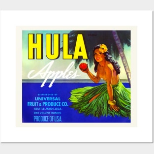 Hula Apples Brand Label Posters and Art